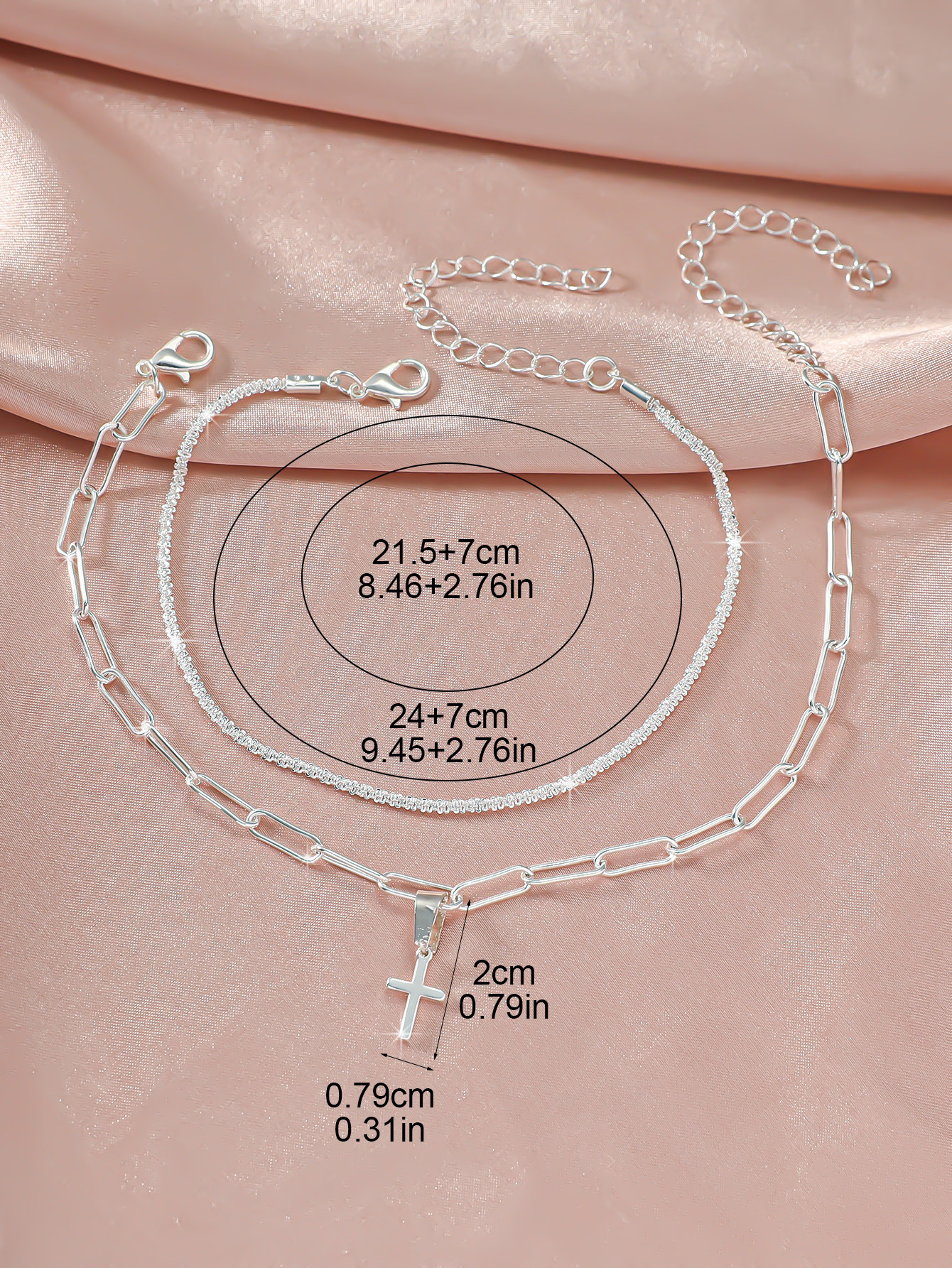 15g Weight Anklet Classification 1 Piece Quantity Casual Occasion Alloy, Copper Material Cross Pattern Women's Gender Beach, Simple Style Style Wholesale Jewelry Beach Simple Style Cross Alloy Copper Anklet 11
