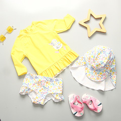 女の子用フリル付きワンピース水着、日焼け防止半袖、ワンピース水着、幼児・子供向け、おしゃれで流行