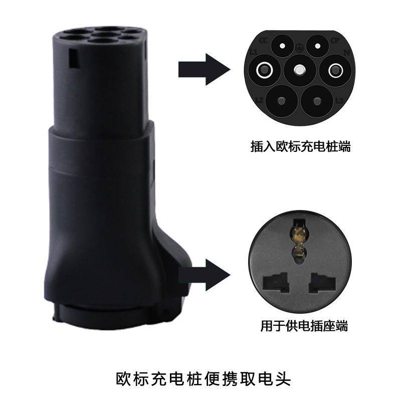 New Energy Electric Vehicle European Standard Charging Head, Home Charger, Discharge Socket, Portable On-Board Charger