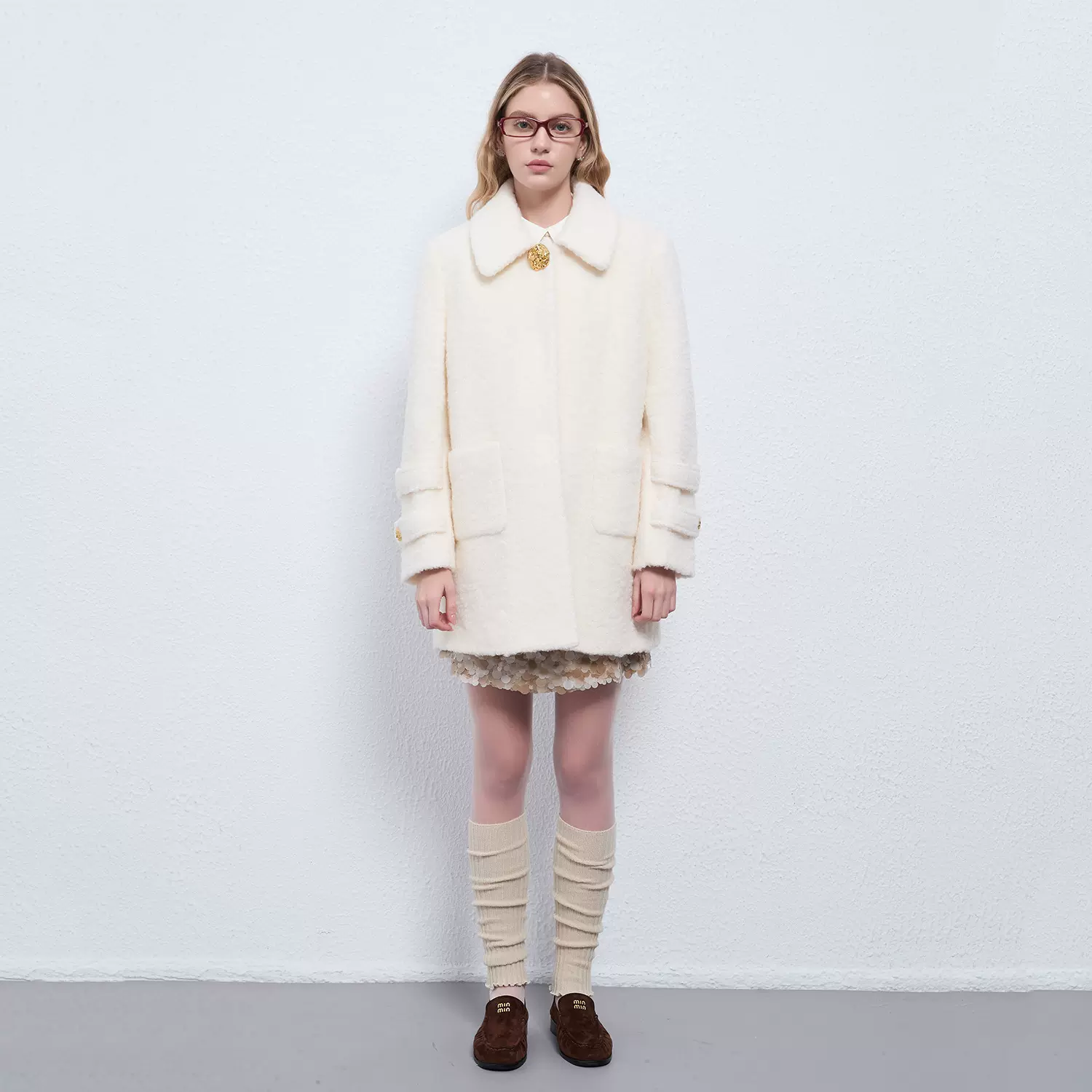 羽绒内胆50%羊毛金属纽扣黑色毛呢外套女羽绒服冬小香风羽绒服