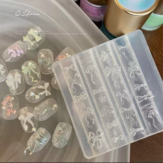 跨境新款中古匣子花蔓绮梦花蕾结美甲硅胶穿戴甲装饰模具美甲工具