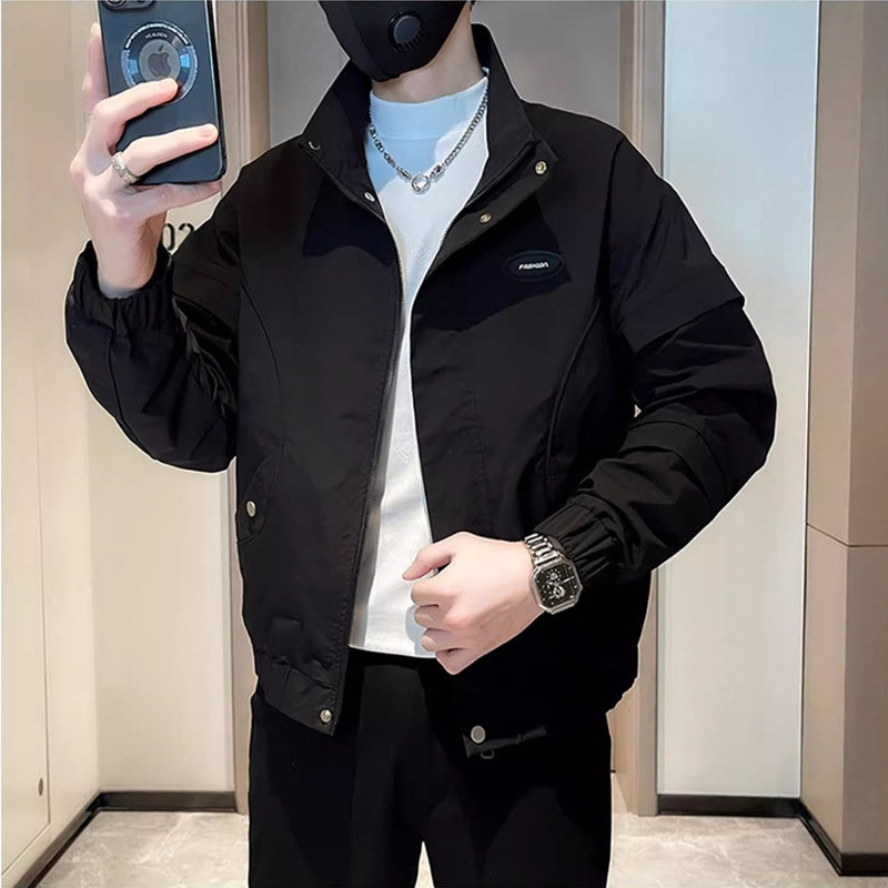 Spring and Autumn New Stylish Men's Jacket Korean Version Youthful Trendy Fashion Stand Collar Men's Coat High-End Outerwear Spring and Autumn New Stylish Men's Jacket Korean Version Youthful Trendy Fashion Stand Collar Men's Coat High-End Outerwear