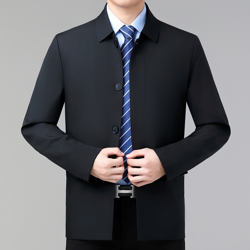 Wholesale High-End Middle-Aged Men's Jackets Mulberry Silk Jackets Business Executive Large Size Civil Servant Button Dad Tops