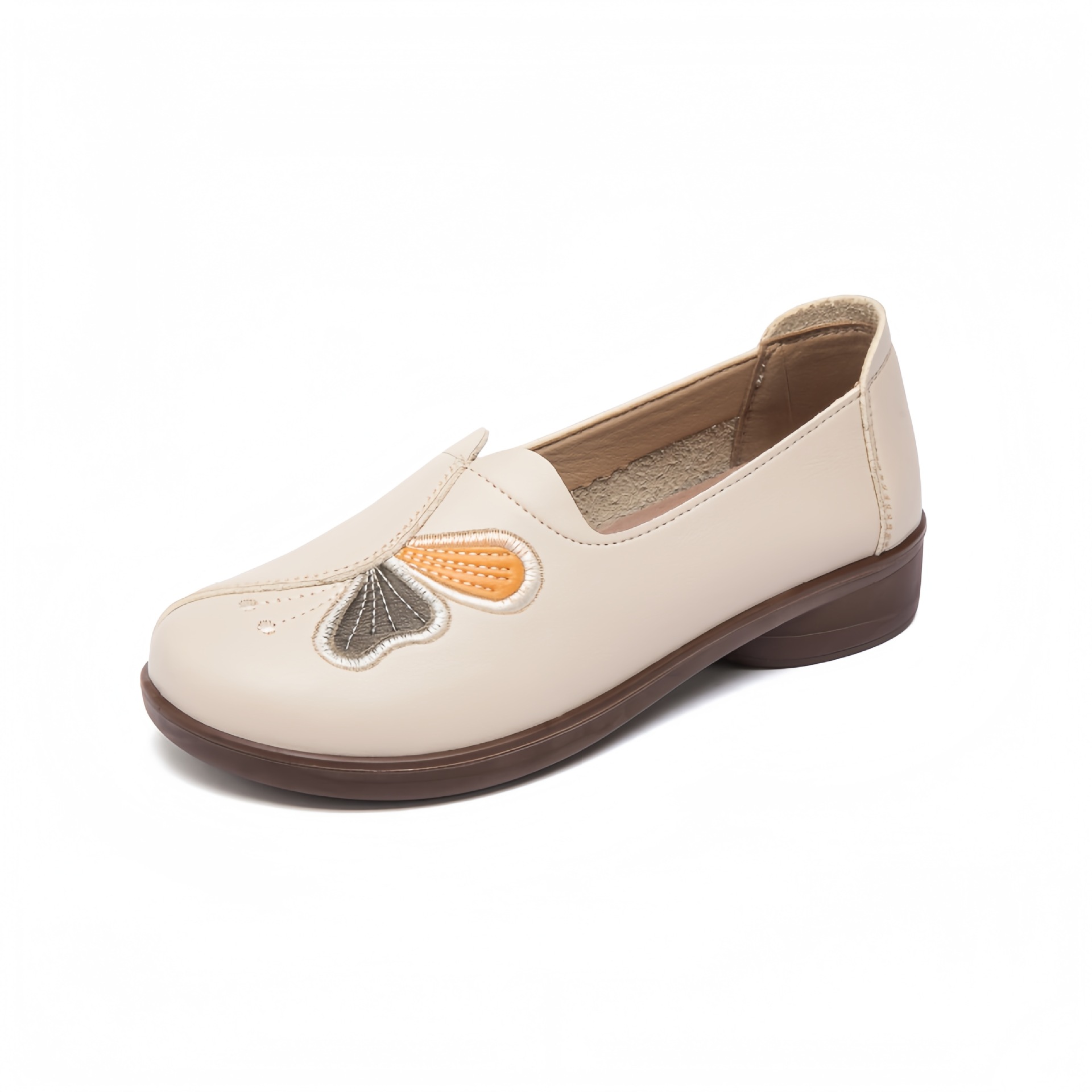 Otoño nuevo estilo zapatos de madre primavera y otoño cuero de mediana edad y ancianos zapatos de madre planos zapatos de cuero de suela suave antideslizantes para ancianos