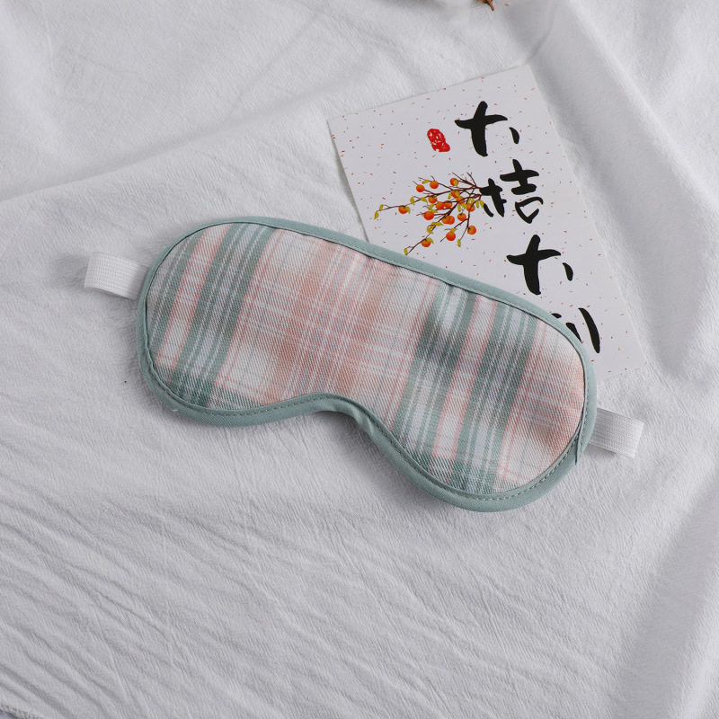 日系創意満版プリント格子縞レトロシンプルアイマスクヘアセット遮光睡眠アイマスク現物多色|undefined