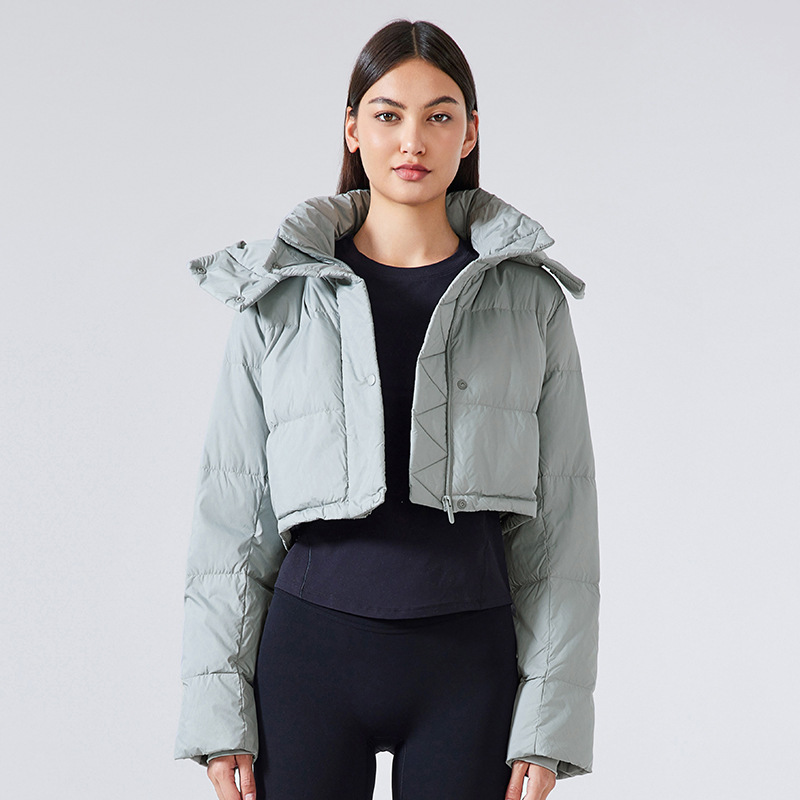 Damas de invierno pan corto chaqueta de plumón desmontable chaqueta con capuz pequeña chaqueta caliente ligera a prueba de viento