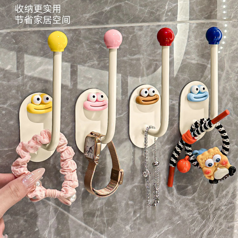 Dopamine Punch-Free Bathroom Hooks Strong Load-Bearing Adhesive Bathroom Accessories Sticky Hooks Behind the Door Traceless Clothes Hooks