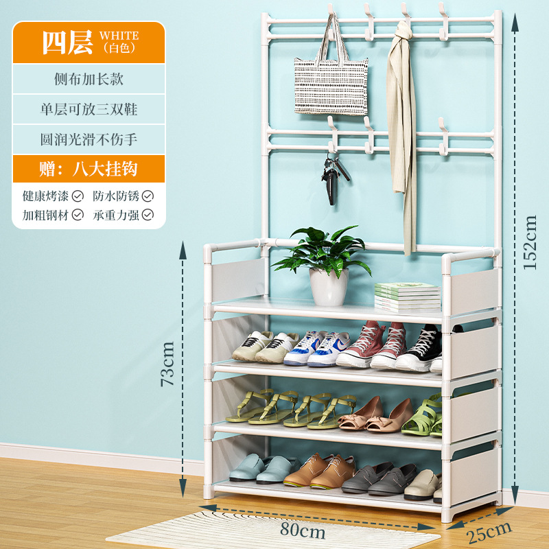 Multi-funcional zapatos y sombreros Integrado Rack simple puerta hogar zapatos rack de almacenamiento multi-capa a prueba de polvo dormitorio zapato gabinete perchero