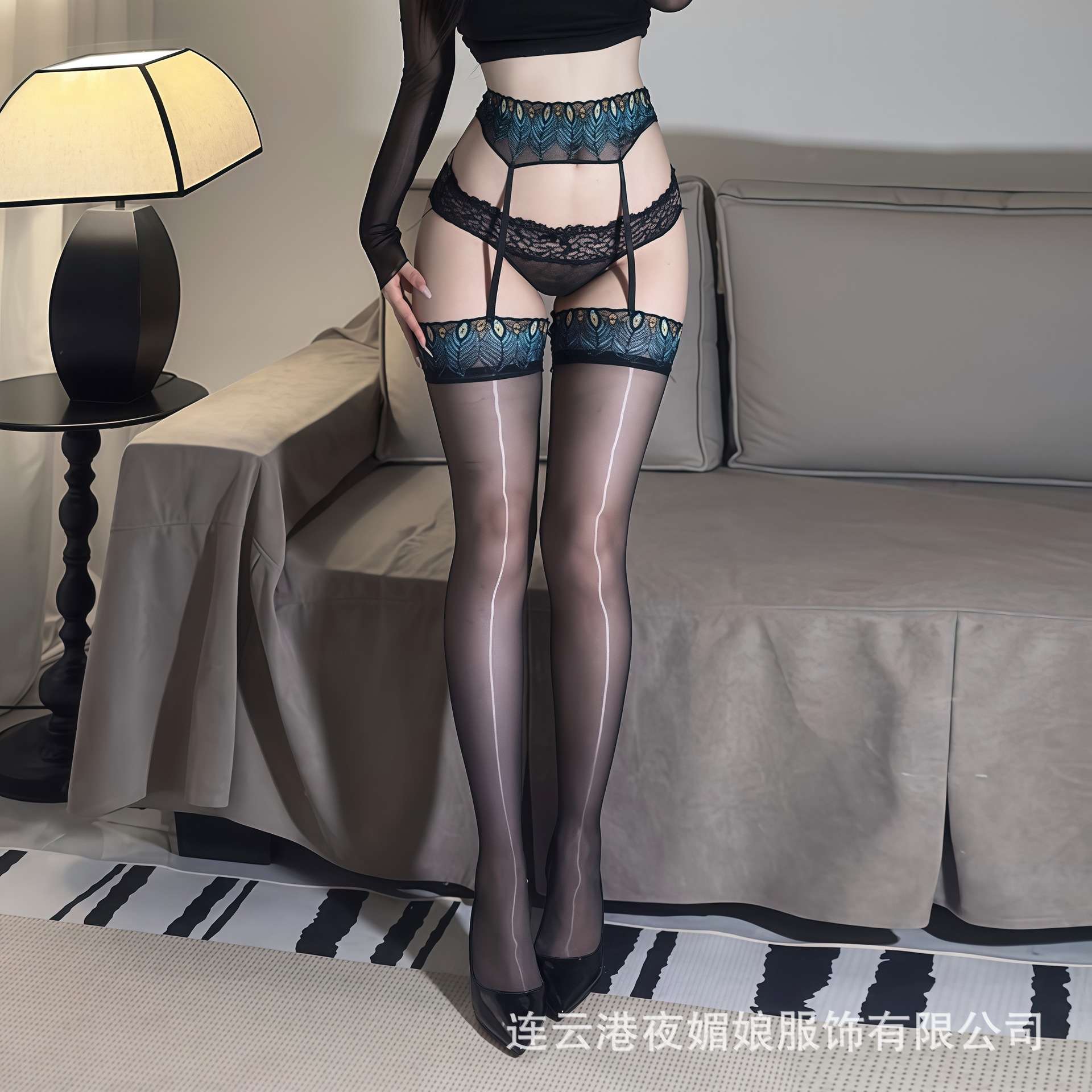 Sexy Stockings, Sexy Peacock Lace Suspender Stockings for Women, Aurora Ultra-Thin Oily Silky Sexy Pure Lust Over-The-Knee Socks