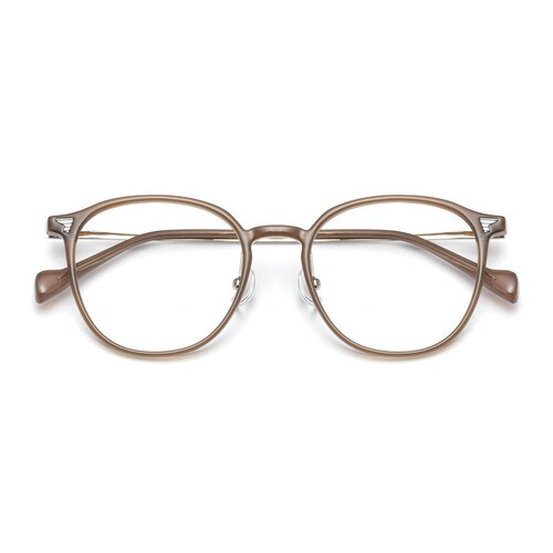 Ultra-Light Tea Color Prescription Glasses for Women - Natural Look, Ideal for Large Faces, Slimming Effect, Suitable for Astigmatism, Round Frame