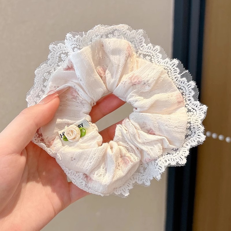 Corea del Sur de alto valor de la cara de encaje de flores trituradas arco de intestino grueso anillo de cabello para mujeres 2025 nuevo toallas cuadradas cuerdas de cabello atadas cabello