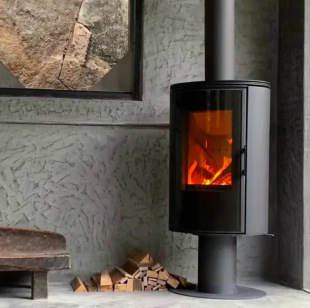 Household Glass Door Heating Fireplace Real Fire Wood-Burning Fireplace Cylindrical Wood-Burning Heating Stove Indoor Real Fire Fireplace