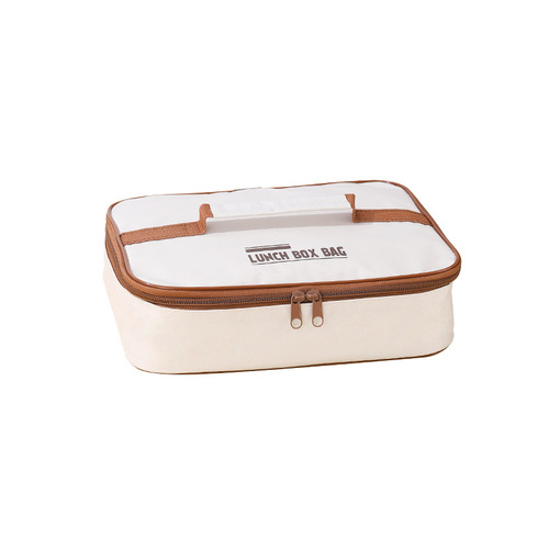 Square lunch box insulation bag, waterproof, thickened, shoulder strap, double zipper lunch bag, student office rice bag, lunch box storage bag