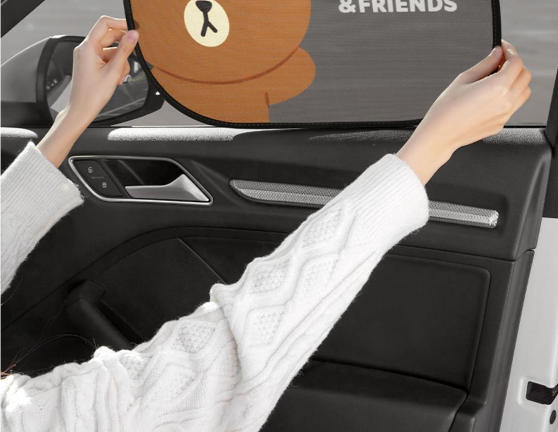 Line Car Sunshade Curtain, Heat-Insulating Sunshade, Summer Sunshade, Front Windshield Sunshade, Suction Cup Sunshade