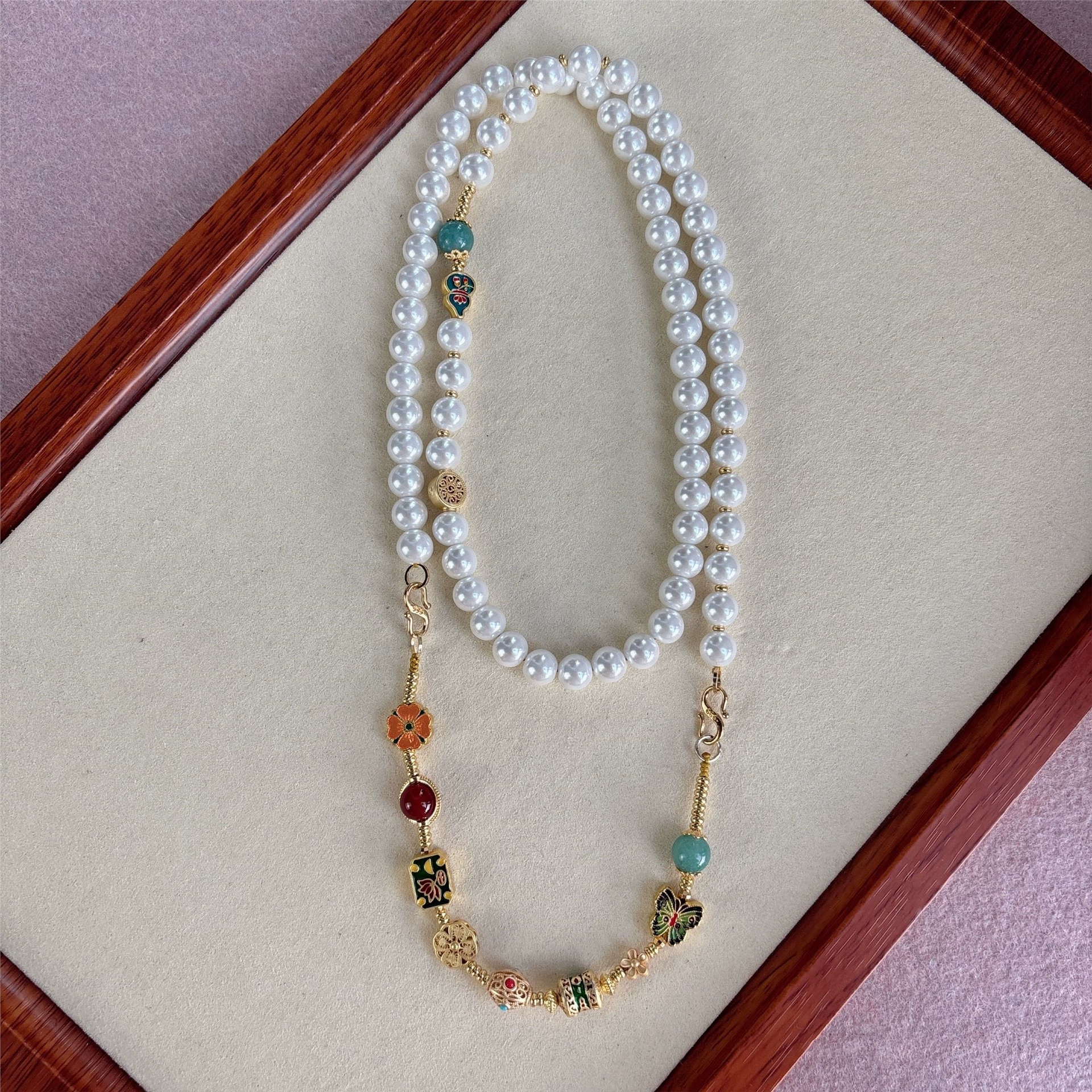 2025 новых легких роскошных универсальных аксессуаров, новое китайское жемчужное ожерелье, новая длинная цепочка для свитера в китайском стиле для женщин