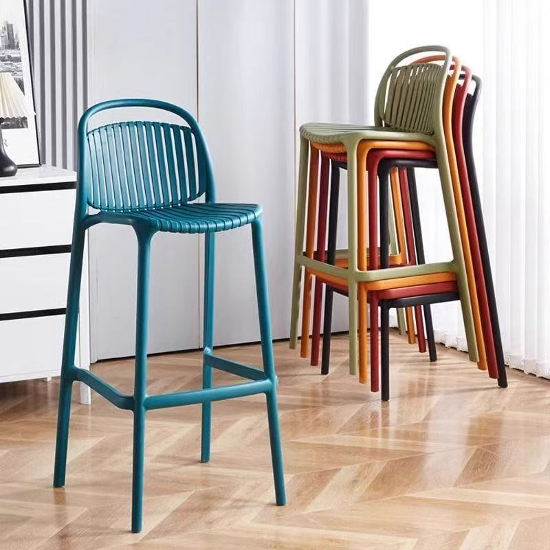 Scandinavian Designer Bar Chair Modern Simple Household Stackable Plastic Bar Chair Bar Outdoor High Stool