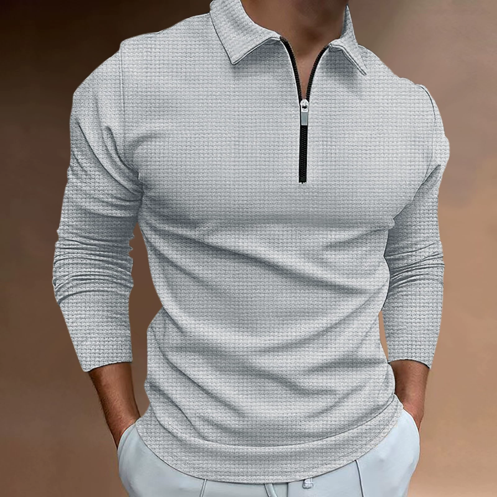 Long-sleeve with zipper, polo, T-shirt, wish, European style, autumn, Amazon