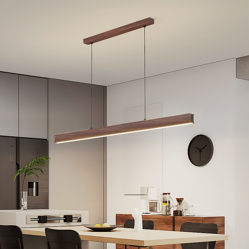 北欧极简意式餐厅吊灯现代简约大气一字型餐厅灯上下发光LED灯具
