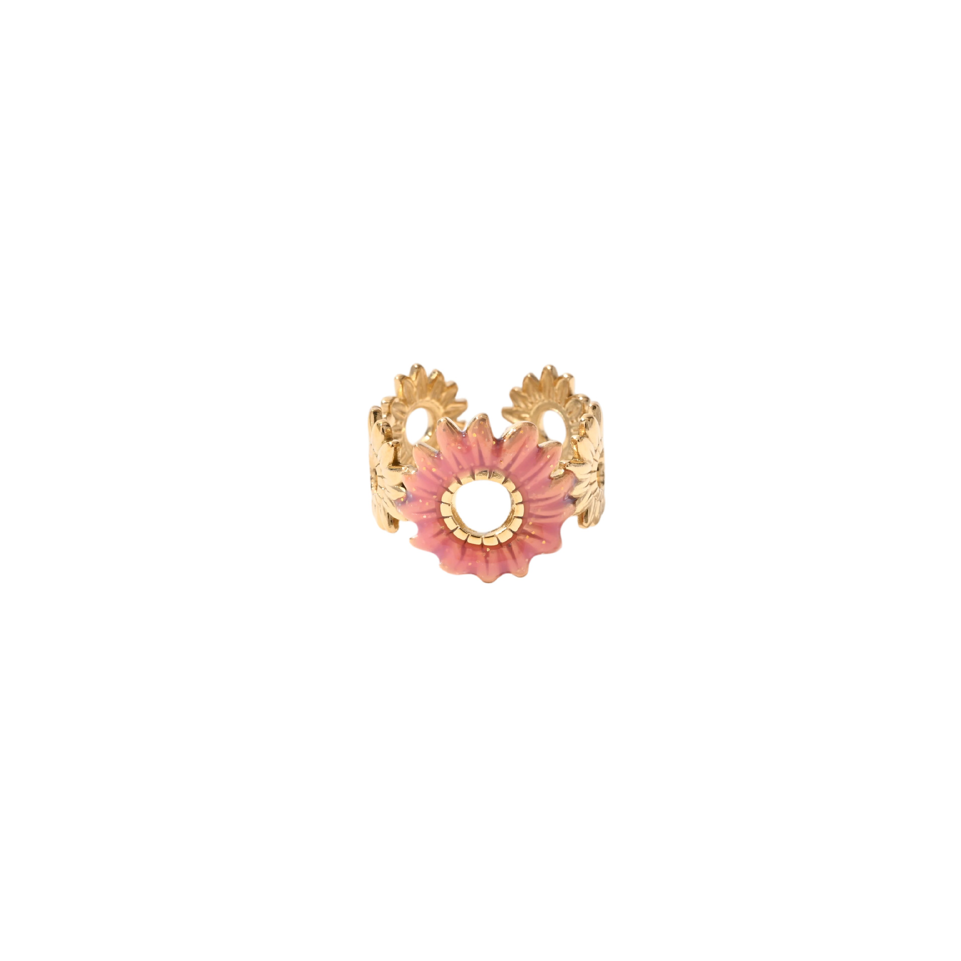 Tina Europa y los Estados Unidos acero inoxidable transfronterizo moda color hueco flor nicho diseño personalidad anillo joyería al por mayor