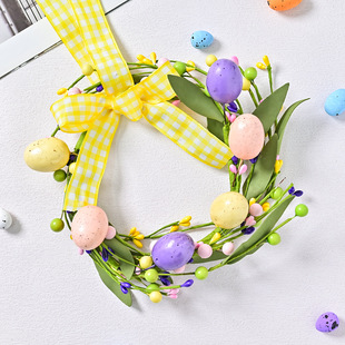 Cross-Border Easter Simulation Egg Flower Ornaments Retro Rattan Green Plant Wall Hanging Spring Home Decoration Gifts