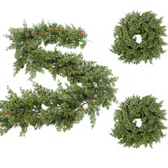 越境シミュレーション緑植クリスマス高級ソフトゴム手触りPE材料人工松針ホテル装飾松柏藤条