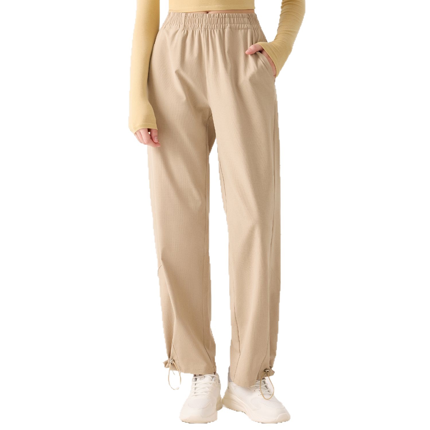 [Precio de un bocado] pantalones casuales de cintura alta y colgante para mujeres, suave y delgada, se pueden usar pantalones deportivos para mujeres image 6