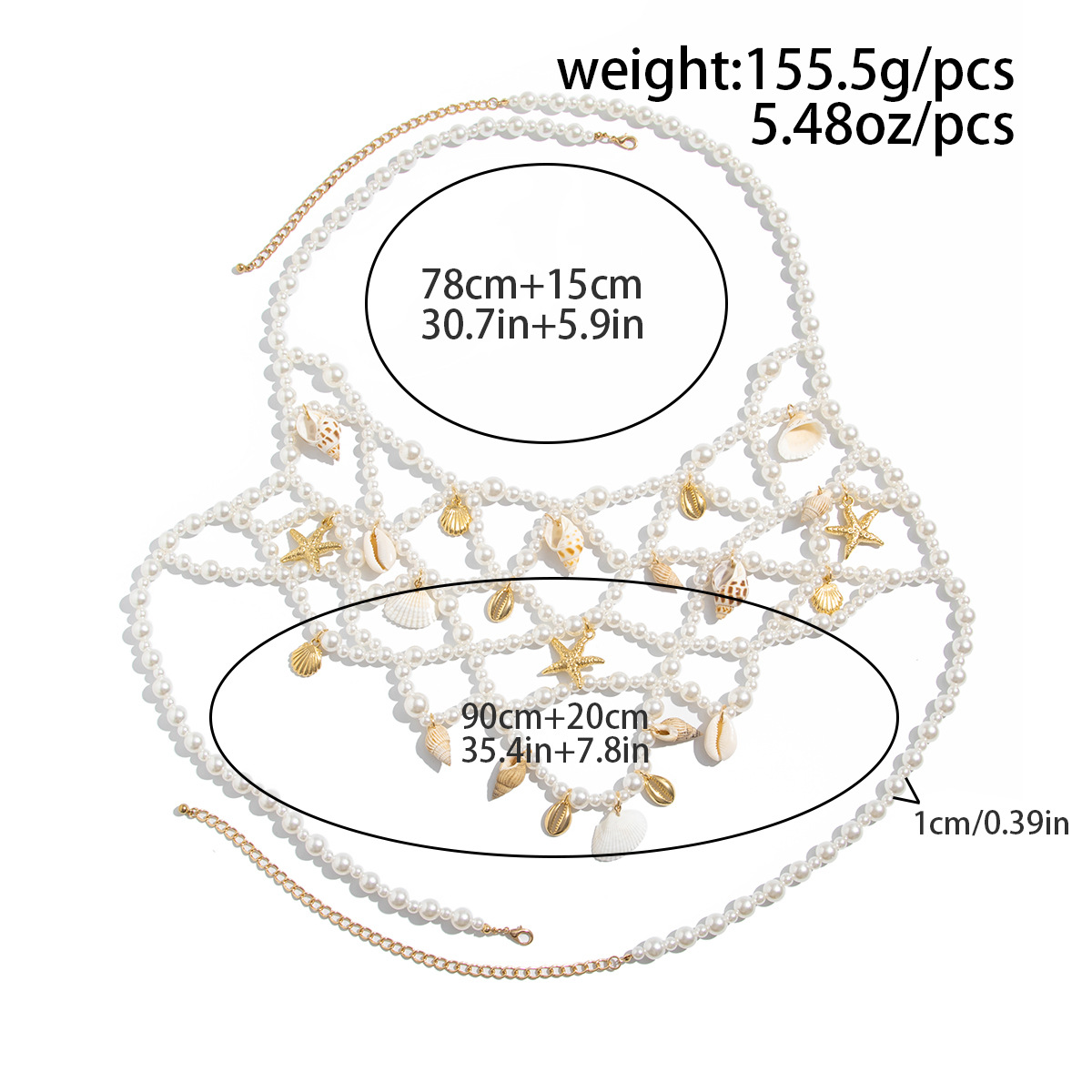 123g Weight Body Chain Classification 1 Piece Quantity Holiday Occasion Imitation Pearl Material Starfish Pattern Spring&Summer Season Women's Gender Knitting Design Ethnic Style Style Wholesale Jewelry Ethnic Style Starfish Imitation Pearl Knitting Body Chain 无