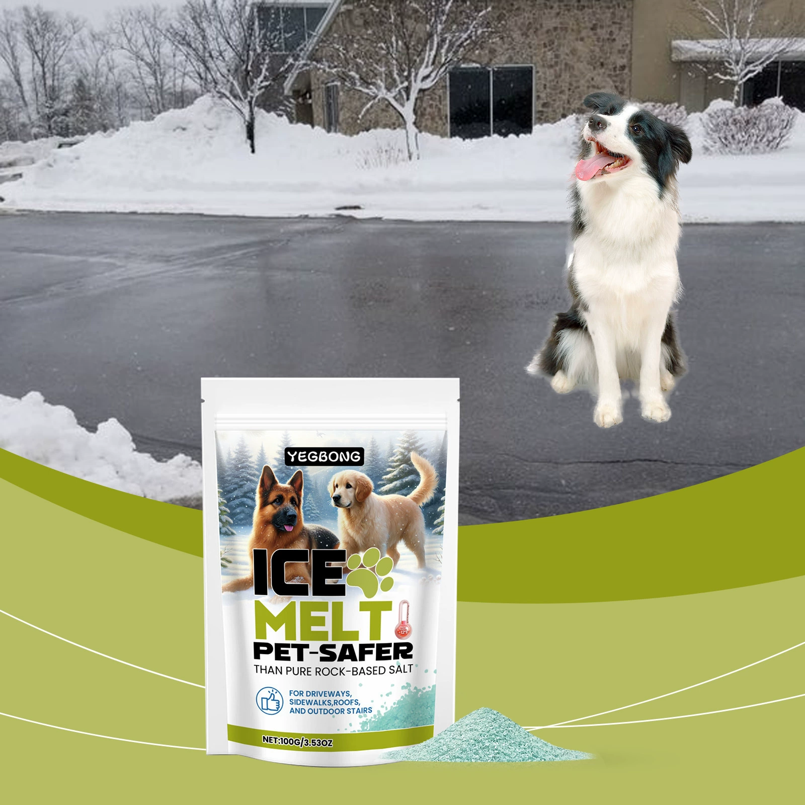 YEGBONG Средство для плавления льда Зимний бетонный пол Уличный средство для плавления льда, подходящее для домашних животных, средство для плавления снега, удобное чистящее средство
