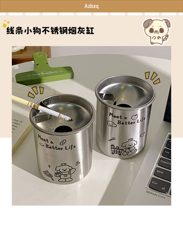 Gift for Boyfriend: Anti-Fly Ash Car-Mounted Ashtray for Dormitory, Bedroom, Living Room, Cartoon Cute Trendy High-Value