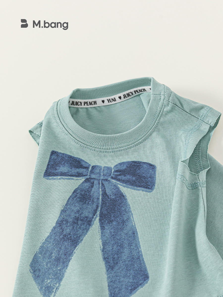 Youbao ropa para niños tops de verano para niñas moda para niños cuello redondo con estampado de lazo en el interior chaleco para niñas