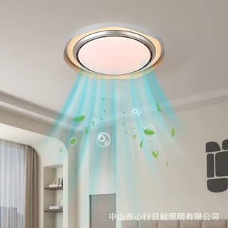 无叶风扇灯卧室灯现代简约圆形吸顶灯极简个性智能静音隐形电扇灯