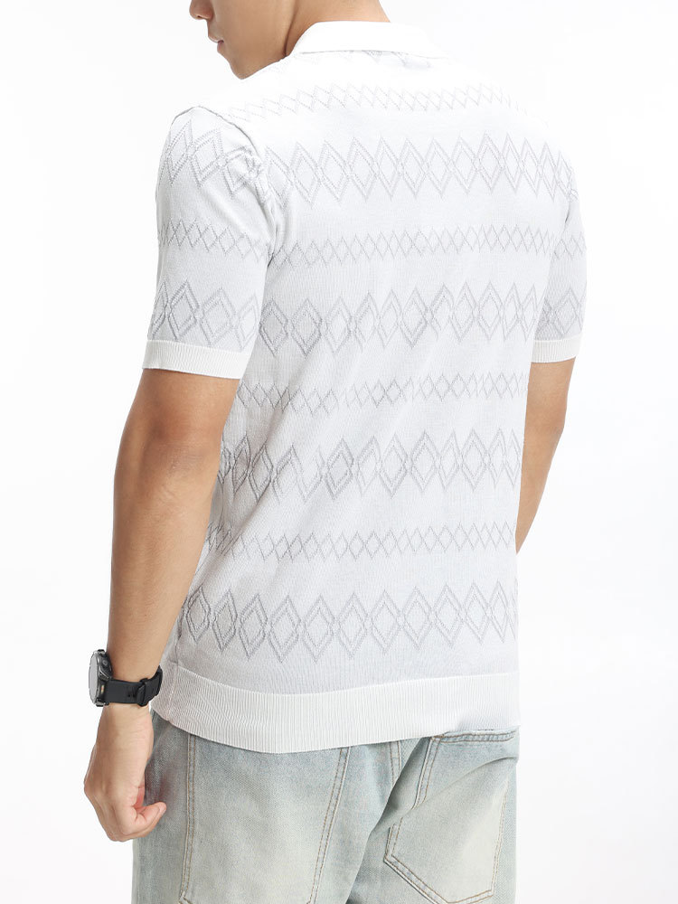 Hombres de alto nivel camiseta de polo de hielo de jersey de diamante hombre V-collar lujo ligero negocio con camiseta de cuello de manga corta ropa de hombre