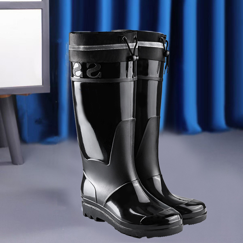 Comercio exterior de alto tubo de protección laboral para hombres zapatos de lluvia gruesos zapatos de lluvia impermeables al aire libre anti-deslizante extra alto calentamiento de lana zapatos de agua