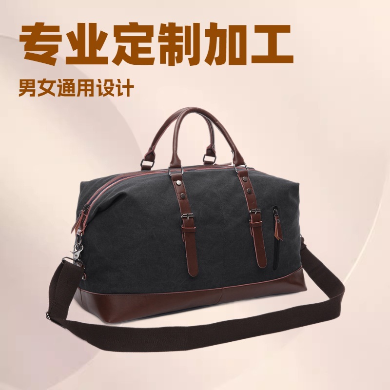 European and American Retro Canvas Bag, Outdoor Travel Bag, Portable Large-Capacity Luggage Bag, Hand-Held Shoulder Bag, Cross-Body Bag