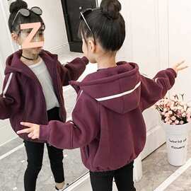 2026新款春秋冬加厚加绒外套女童洋气公主冬款中大童连帽卫衣上衣