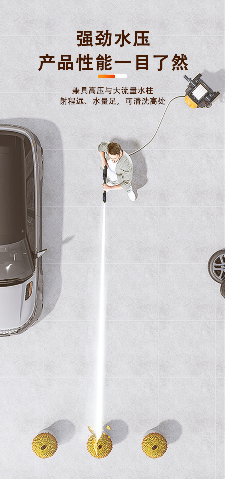 New cross-border high-pressure car washer for home use, 220V/110V, high-power, self-priming, dual-use, portable cleaning machine