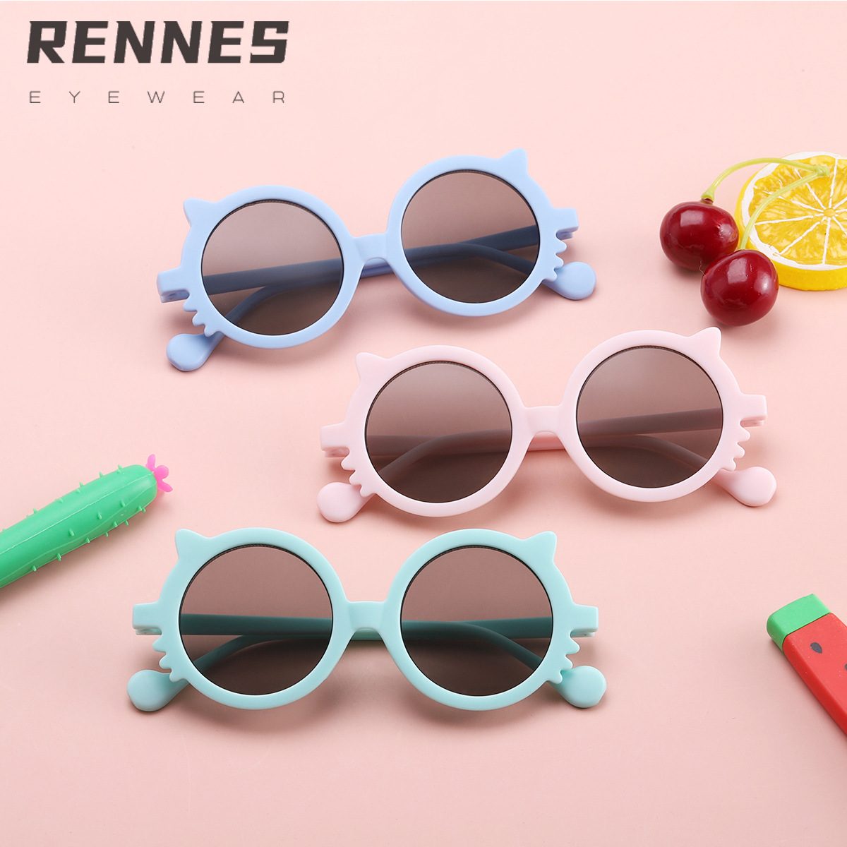 2021 nuevo gatito macaron color gafas de sol para niños lindo selfie niños y niñas gafas de sol