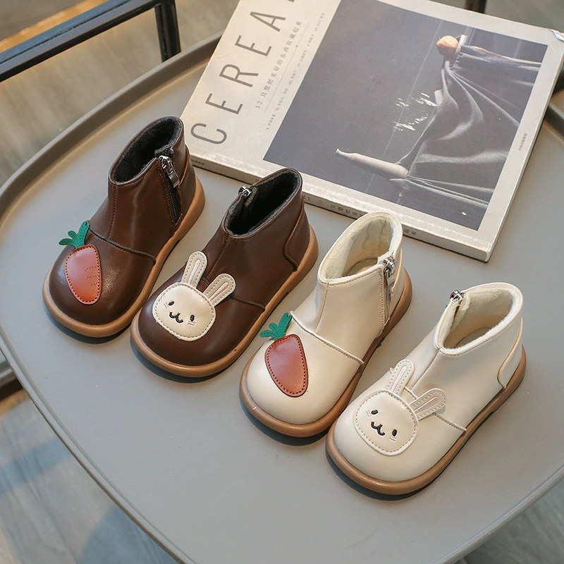 Demi-season cute rabbit, low boots for princess, children's shoes, 2025 years
