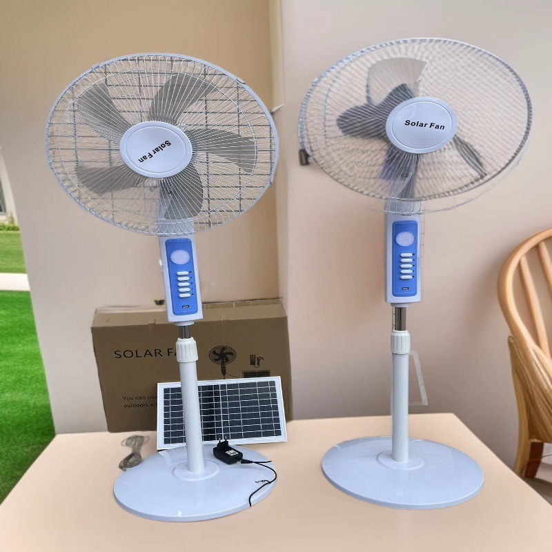 现货厂家直销Solar Fan太阳能电风扇16寸无线家用立式台落地扇