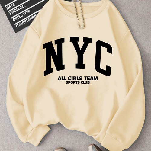 New York Women's Sports Team Sports Club Letter Print Sweater Autumn and Winter Round Neck Casual Sweater