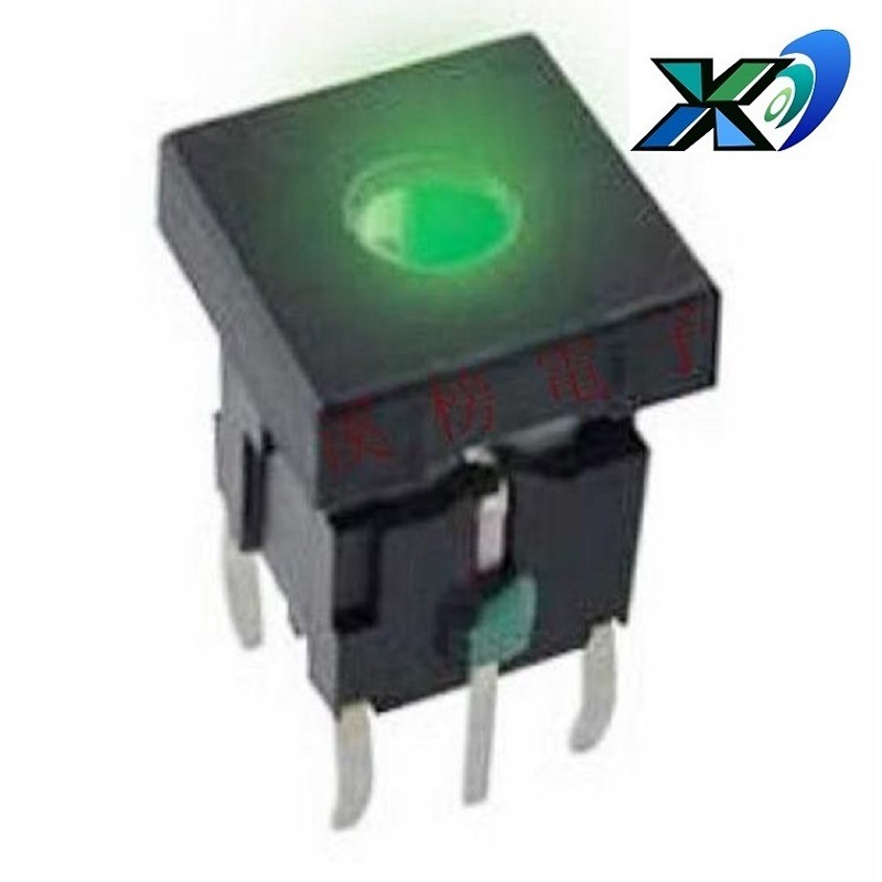 方头按键带灯开关  立式带灯轻触开关7.5*7.5mm  插件LED复位开关