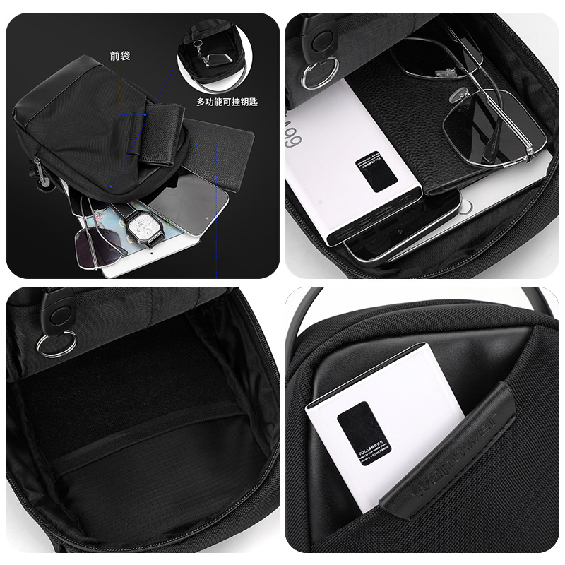 WEPOWER nuevo tipo de bolso de mano de hombre, bolso de hombro de moda, bolso de pecho casual multifuncional a prueba de derrames