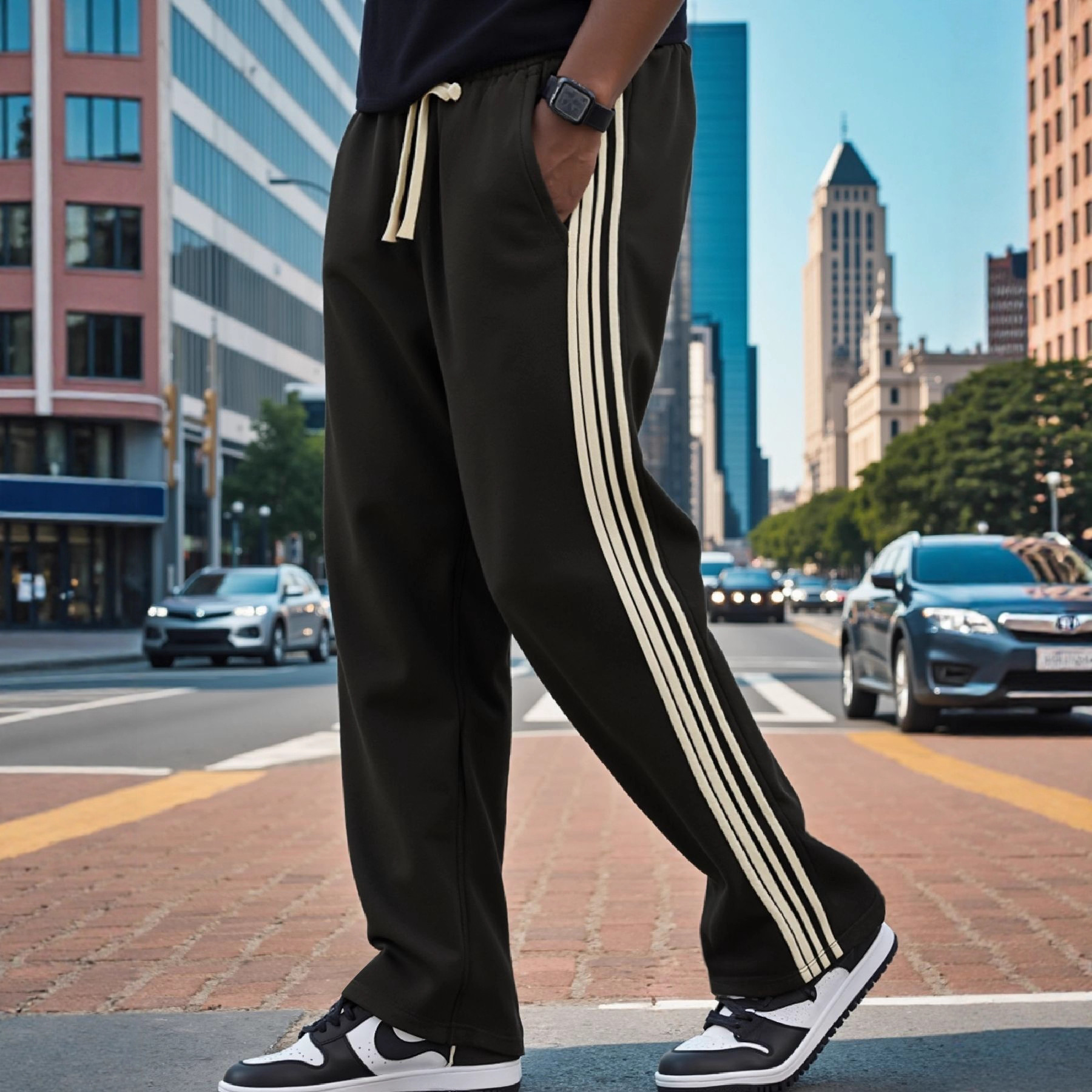 Cross-Border American-Style European Size Spring and Autumn New Men's Casual Pants, Fashionable Versatile Loose Straight-Leg Sports Sweatpants Long Pants