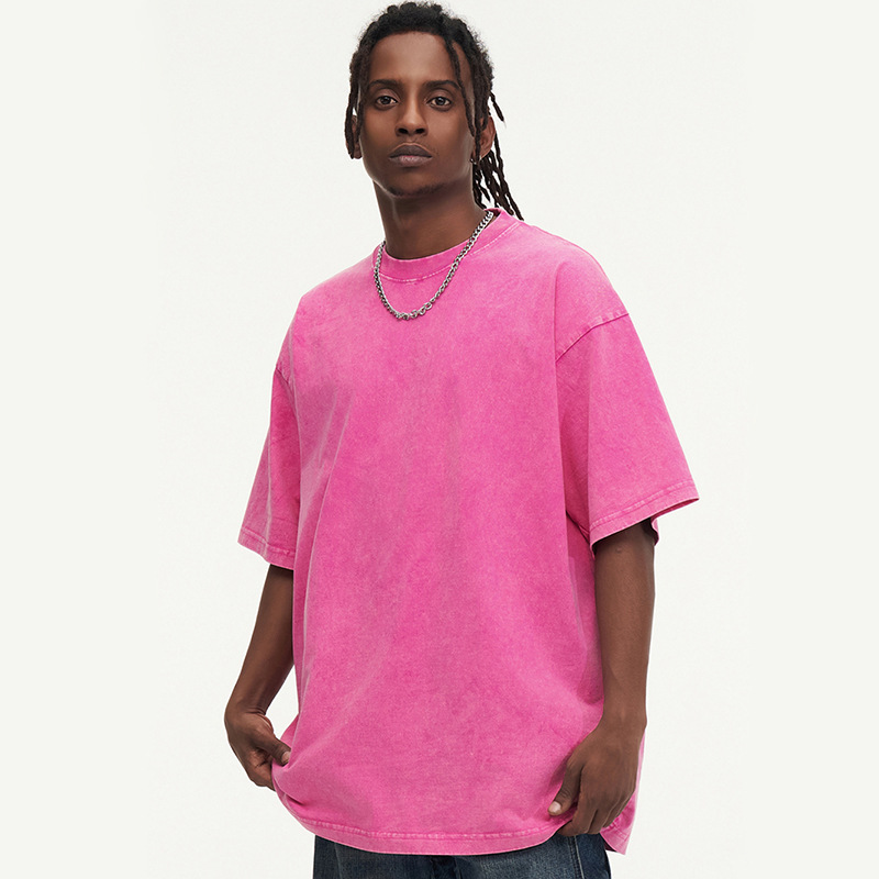 230g pesado camiseta de manga corta hombre nuevo cuello redondo suelto oversize lavado con agua hace la vieja chaqueta de marca de moda