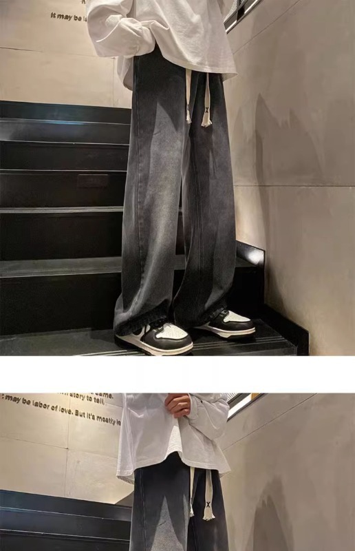Herr jeans rak passform retro stil vida lediga byxor casual_voghion.com