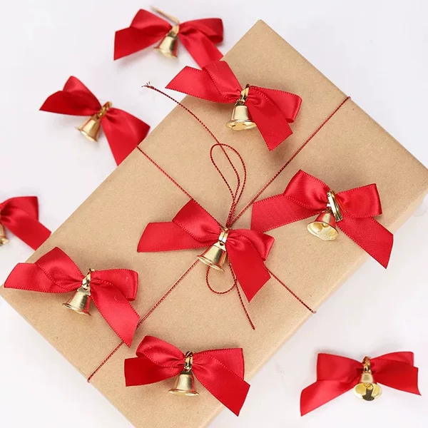 Burgundy Small Bow Bjd Doll Accessories Christmas Bow Decoration Scene Bell Christmas Tree Accessories