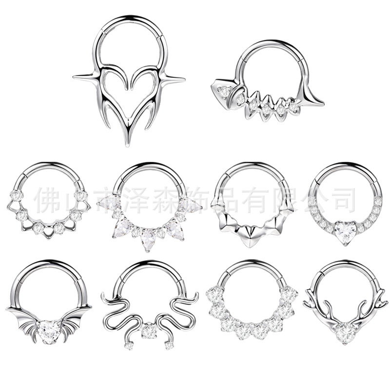 F136 Titanium Alloy Nose Ring with Diamonds - Seamless Nose Stud Hypoallergenic Body Piercing Jewelry detail image 15