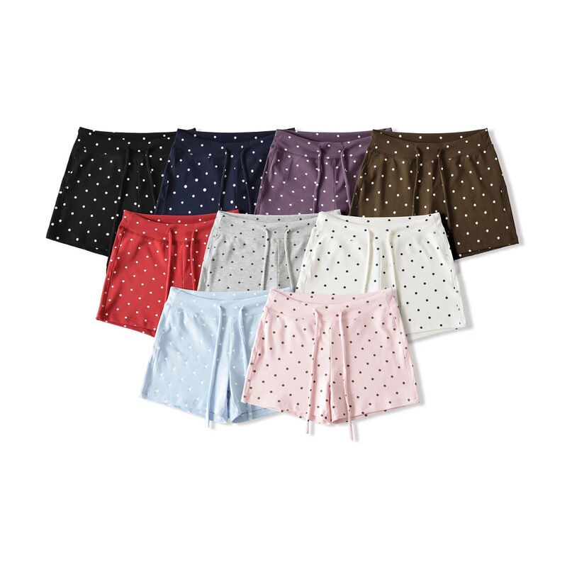 American-Style Spicy Girl Low-Waist Polka Dot Drawstring Casual Shorts for Women 2026 Summer Retro Slim-Fit Leg-Lengthening Hot Pants