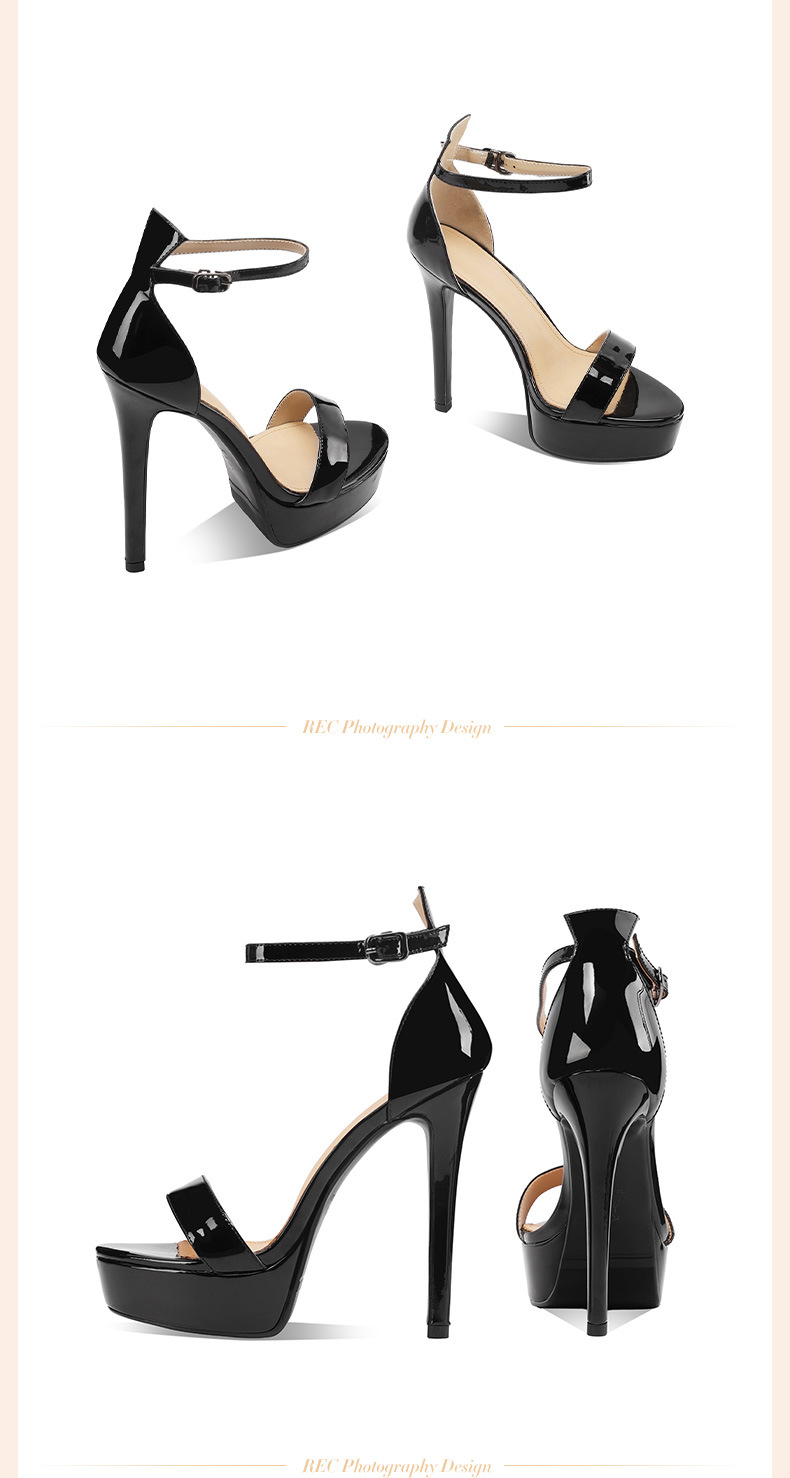 Sandal cao gót nữ mũi hở quai ngang gót siêu cao 13 cm đế platform chống thấm — Đỏ 13cm chi tiết 12