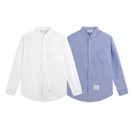 欧美简约男女秋款TB四条杠牛津纺内门襟织带长袖衬衫平替跨境欧货